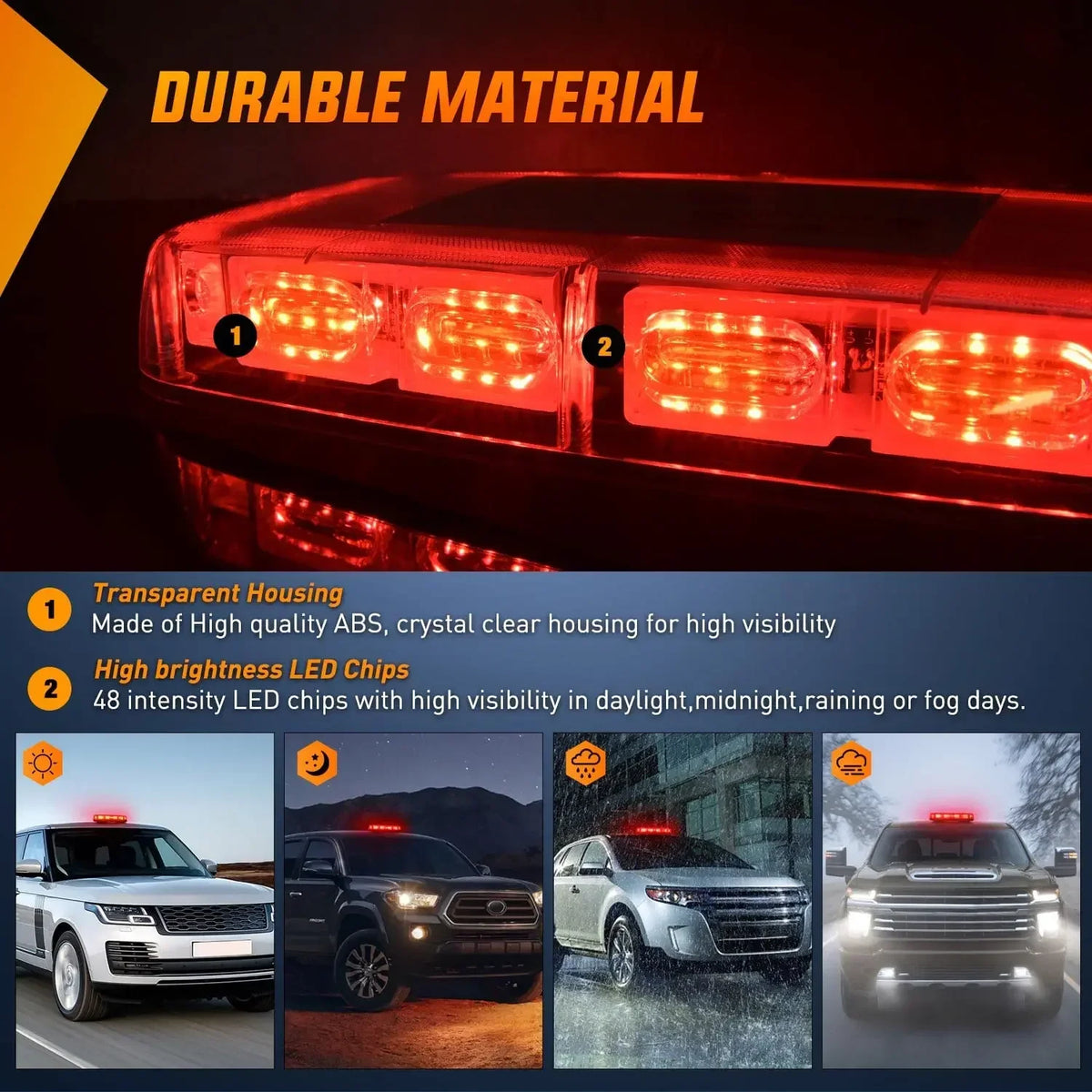 12-24v Warning Roof Strobe Magnetic Flashing Beacon Stroboscope