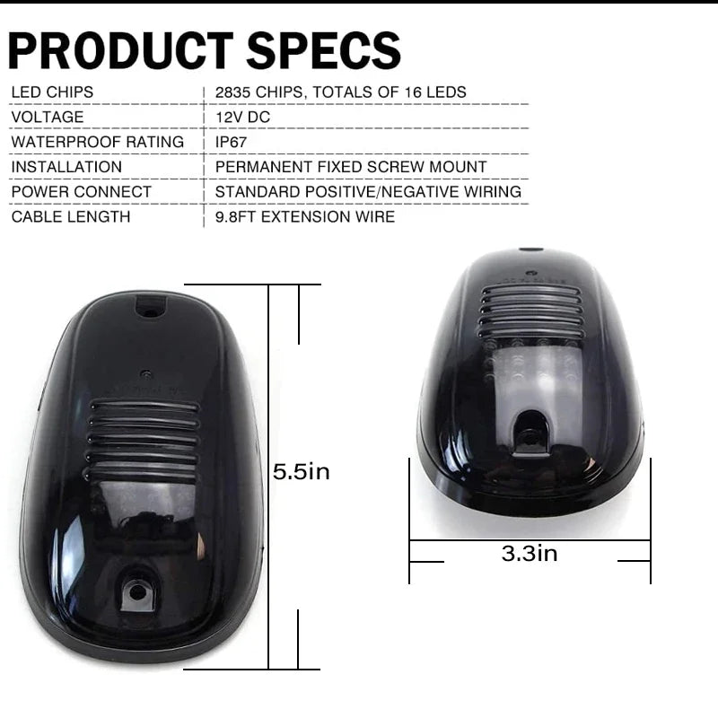 5PCS Cab Roof Running Marker Truck SUV 4X4 Dc