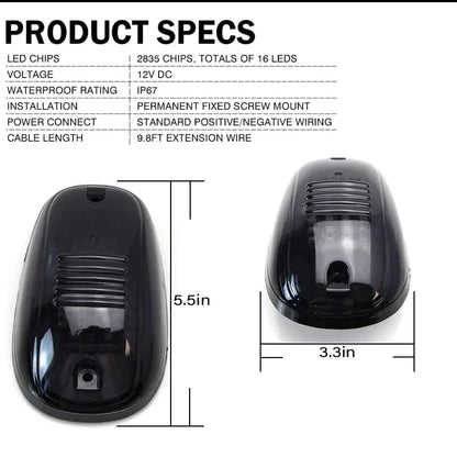 5PCS Cab Roof Running Marker Truck SUV 4X4 Dc