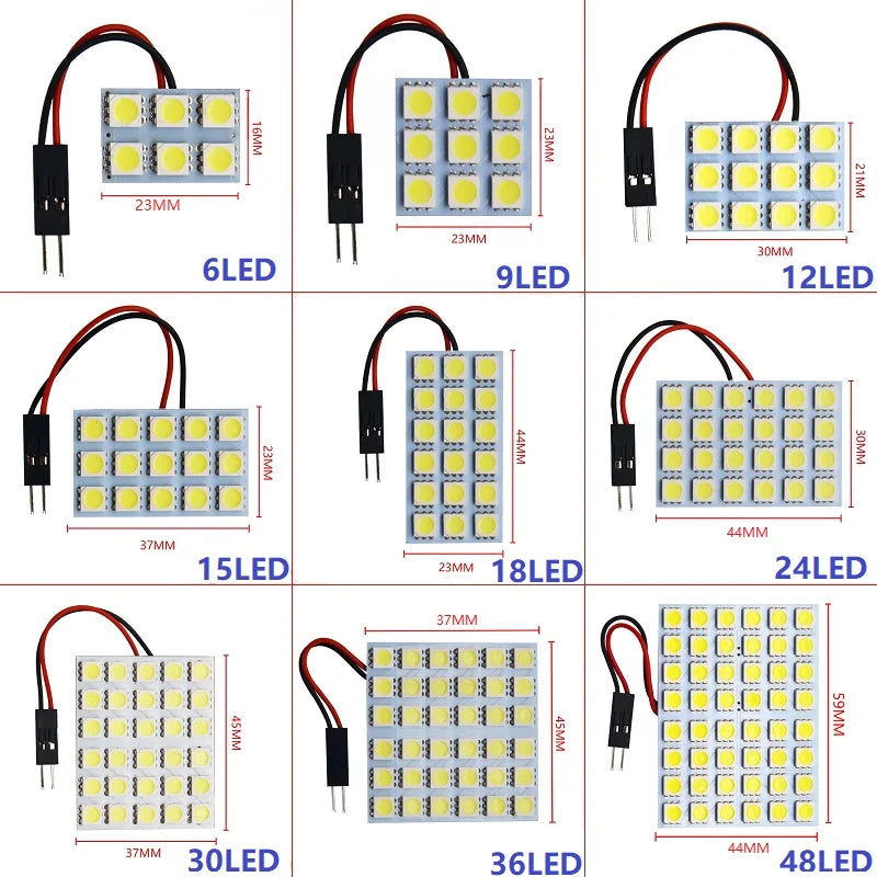 5PCS Panel 12 24 48 Smd 5050 T10 ba9s