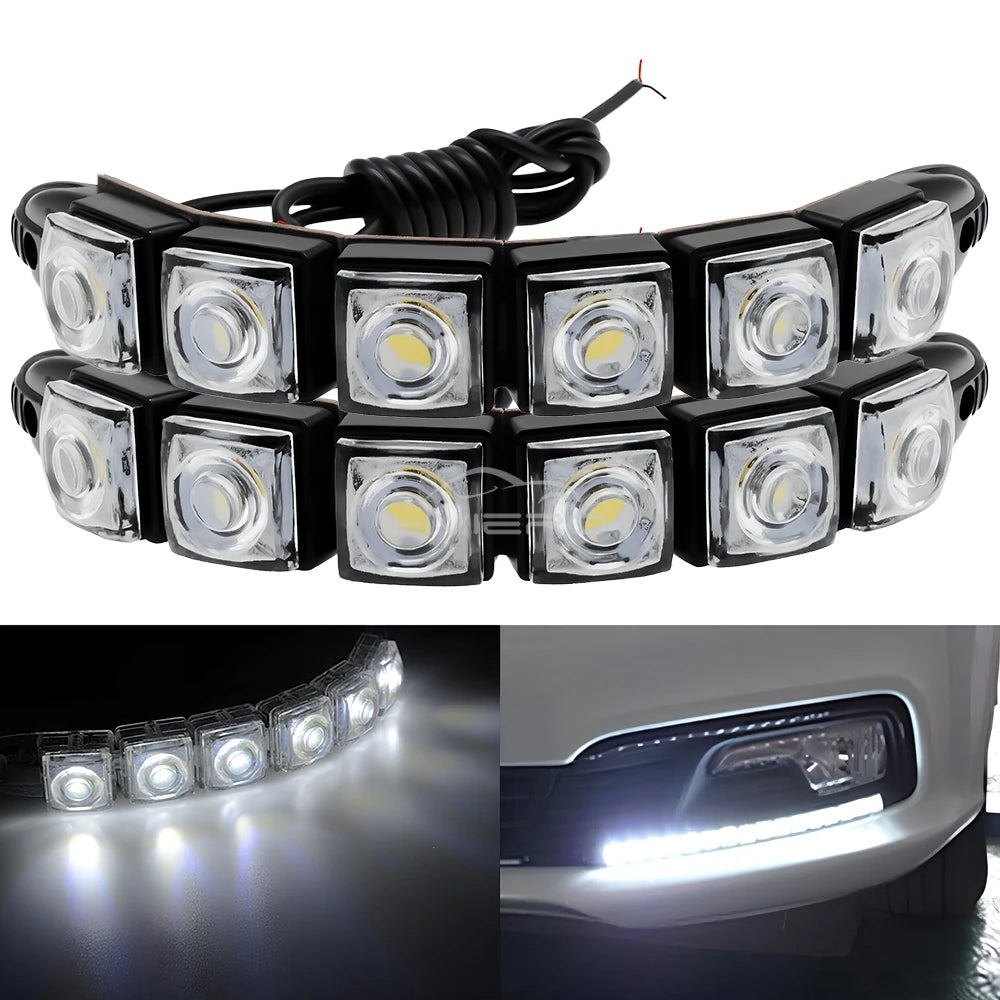 2X Day Drl Daytime Running Flexible 6LED Parking White