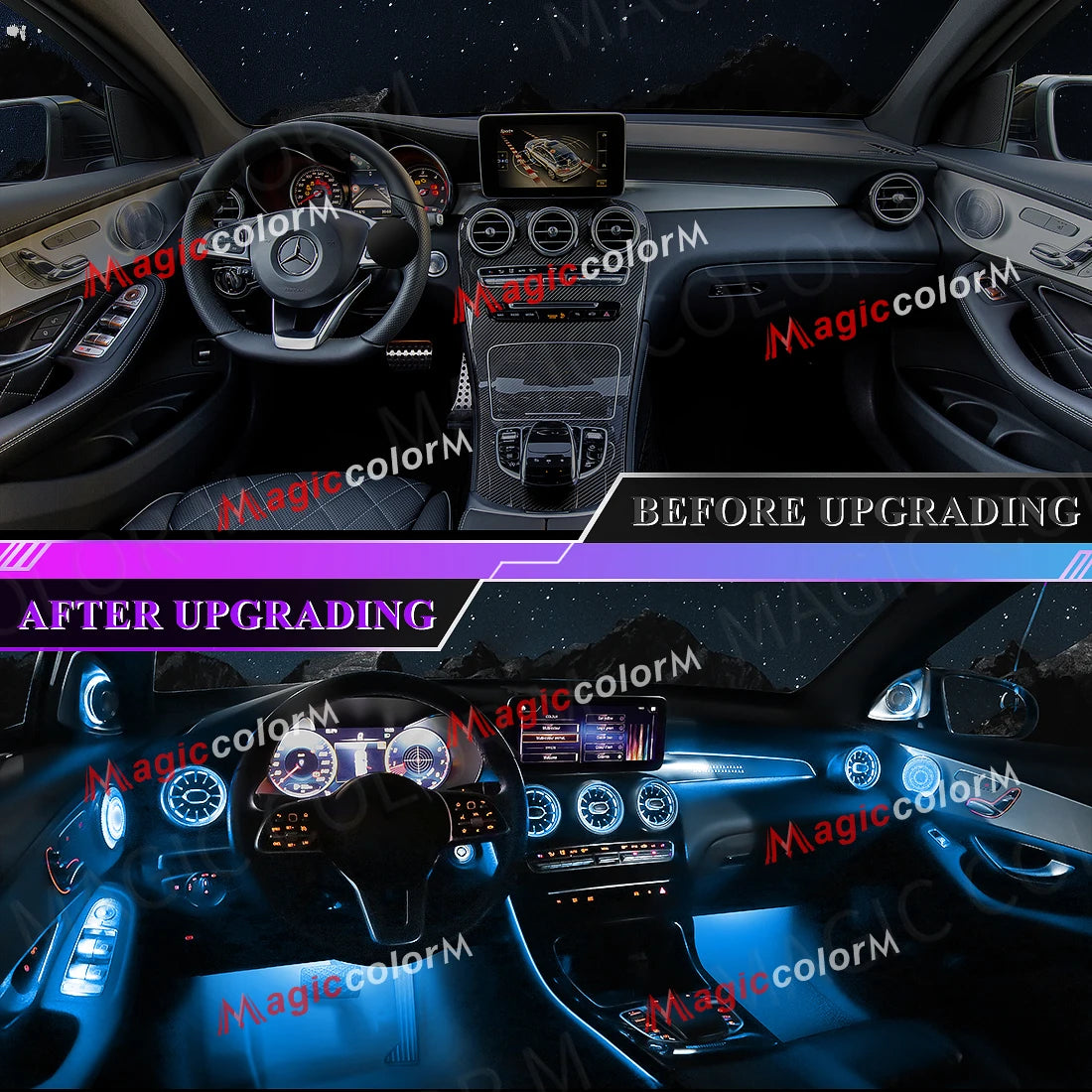 For Mercedes-Benz W205 C Glc X253 2014 2019 Ambient Colors RGB