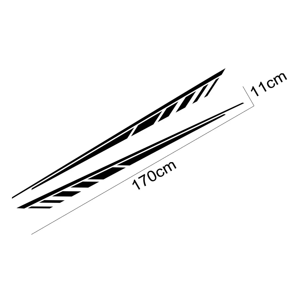 2PCS Body Side Long Striped Stickers Racing Vinyl Decals