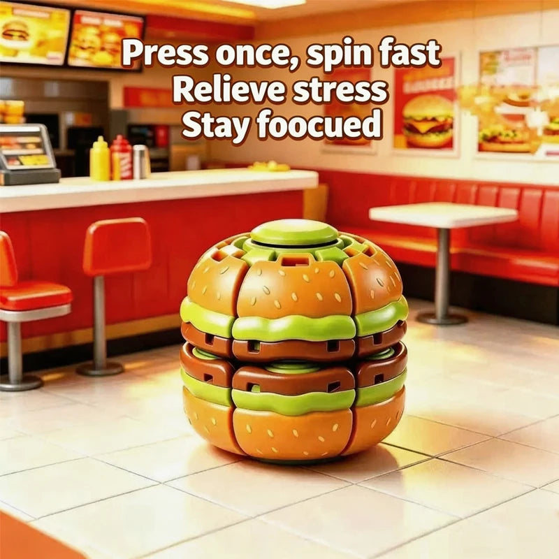 Portable Hamburger Shaped Press Spin Fidget Ball Fingertip
