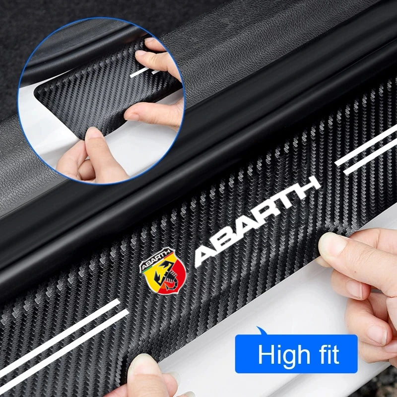 For Fiat Abarth 595 Abarth 500 Carbon Fiber Stickers Door Sill