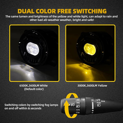 For Jeep Wrangler Jl Jlu 4XE 2PCS Inch Dual Color Fog Assembly