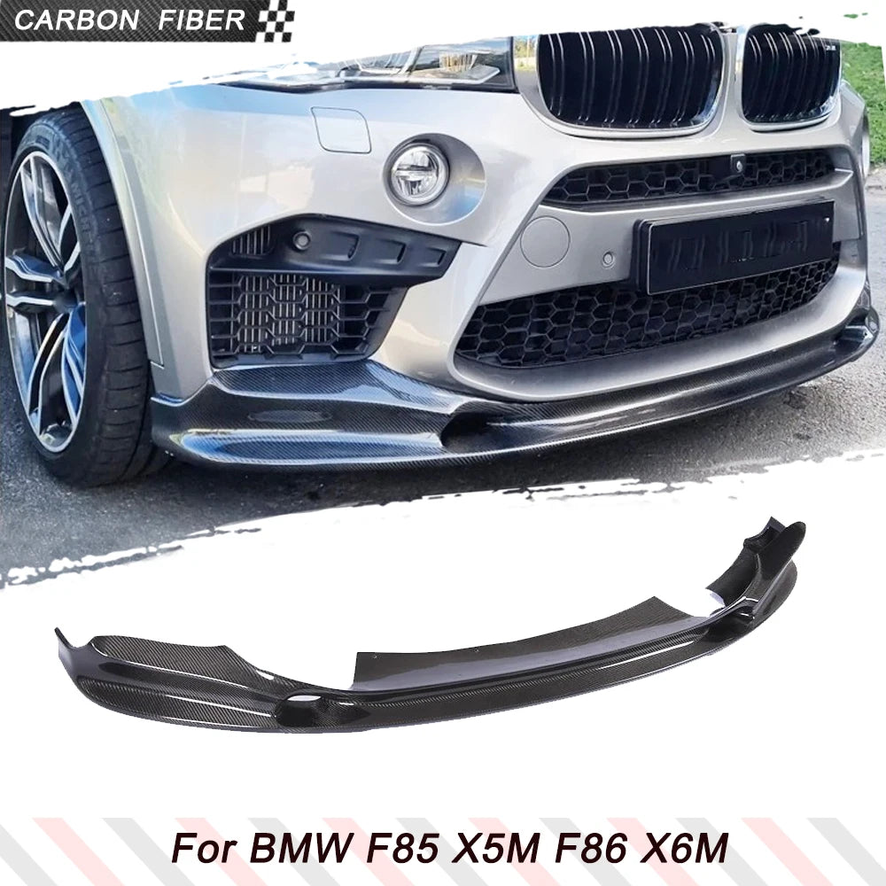 For BMW F85 X5M F86 X6M Carbon Fiber Front Bumper Lip 2015-2018