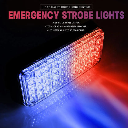 Wireless Magnetic Strobe Warning Amber White 42LED Emergency