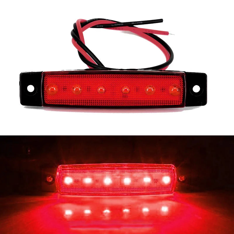 2PCS 6-led Work Turn Signal Lamps Red Sealed Brake