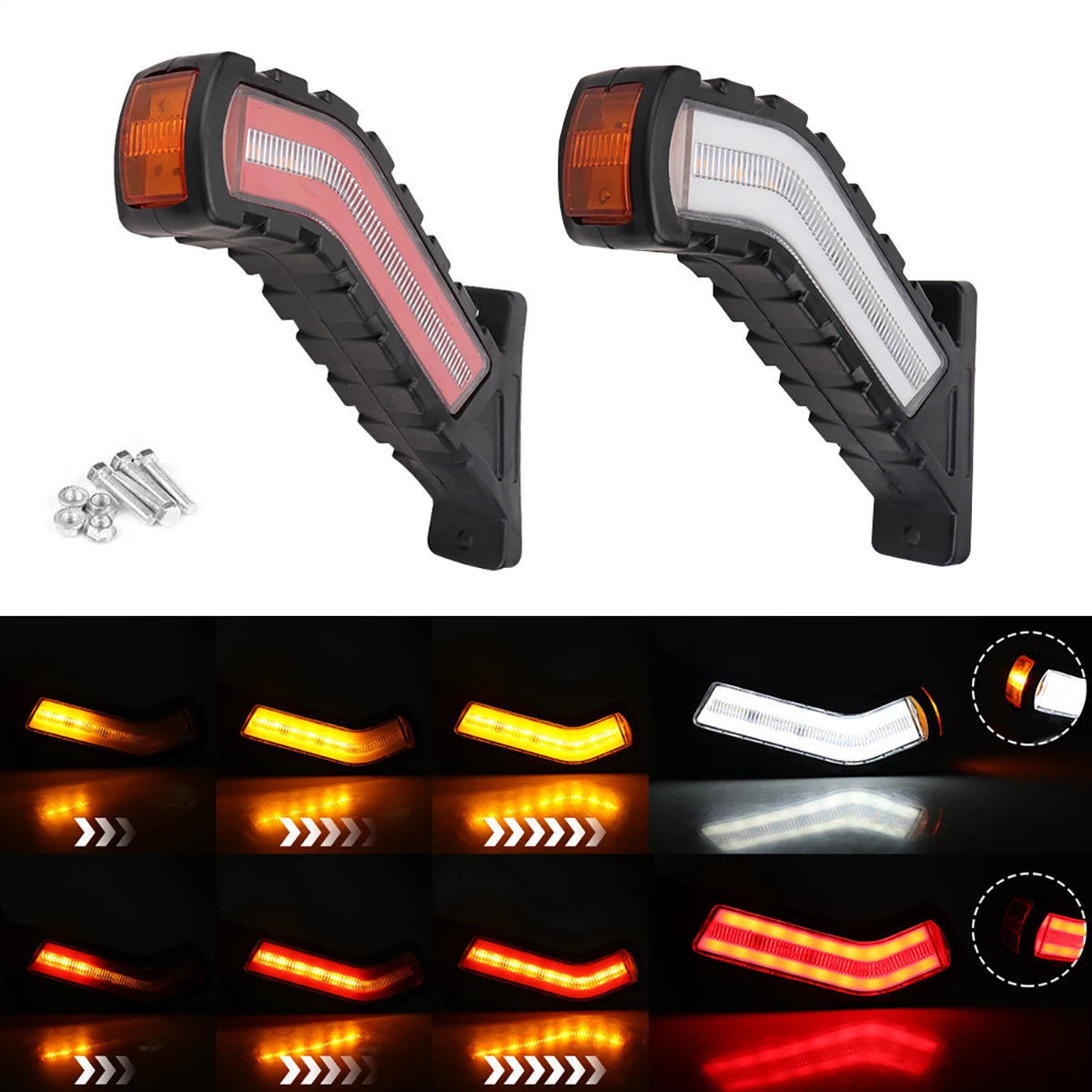 2PCS Truck Assembly Side Warning Flashing Indicator Taillights