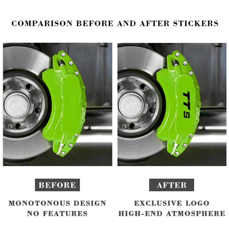 For Audi Tts Emblem 6PCS Decals Caliper Sticker Tire Brake Cover
