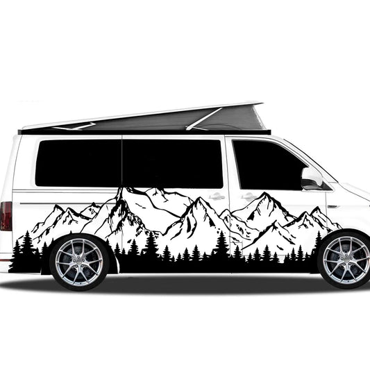Large Panorama Mountain Forest Tree Camper Rv Sticker Decal
