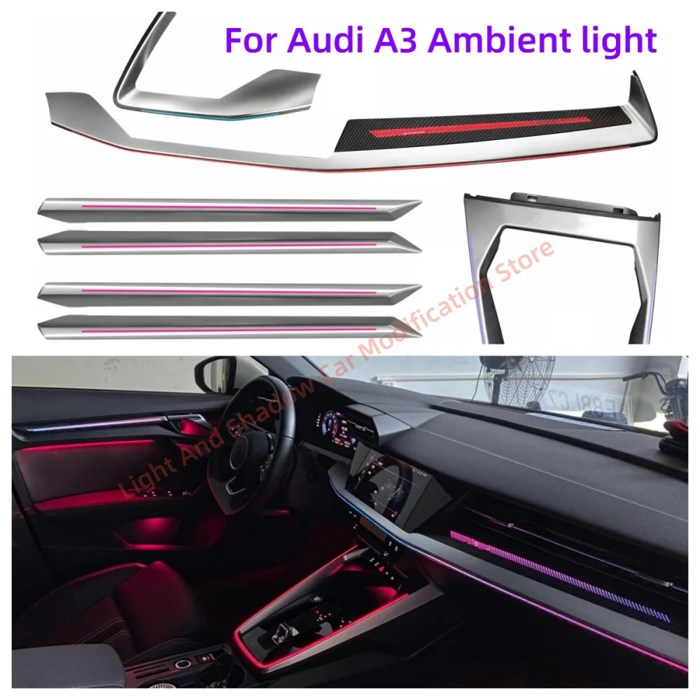 For Audi A3 Ambient Interior Lighting Upgraded Carbon Fiber Wood
