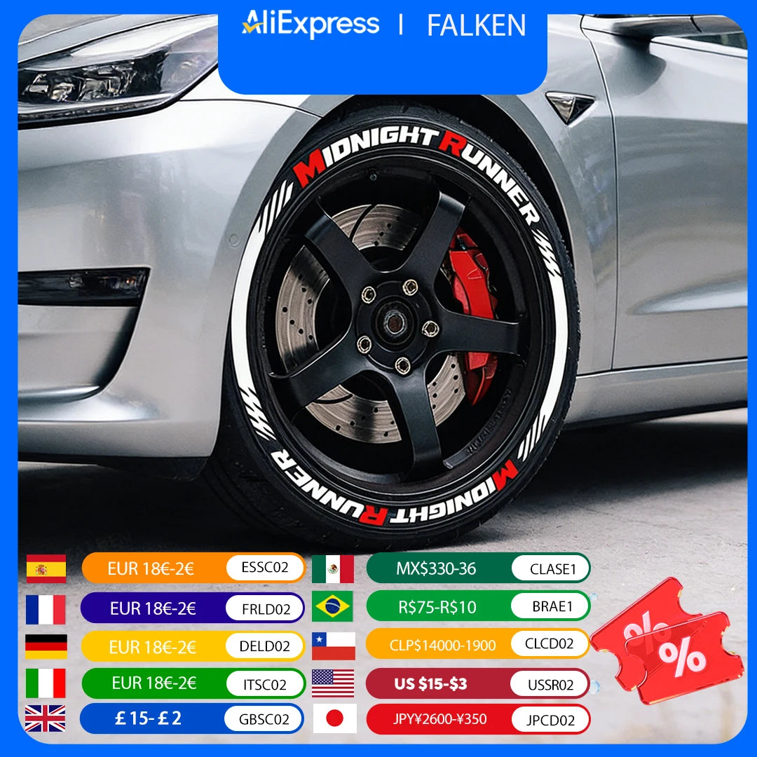 For Four Tires Midnight Runner Tire Sticker Pvc Waterproof