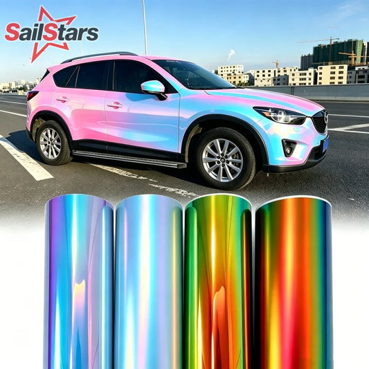 Holographic Rainbow Chrome Vinyl Wrap Film Glossy Matte Pet