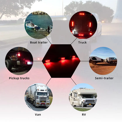 1PCS 9LED Pickup Truck Bar 12V Red Bracket Rear
