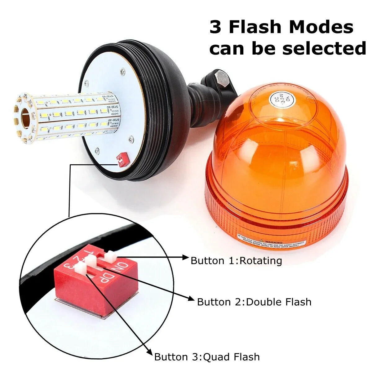2PCS 12V 24V Amber Truck Tractor Flexible Warning Emergency