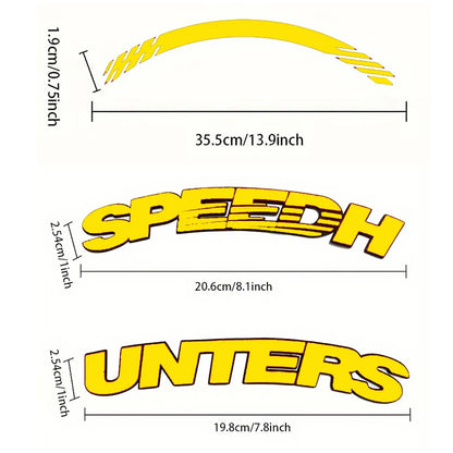 Yellow Speedhunters 3D Tire Letter Sticker Wheel Decor Decals