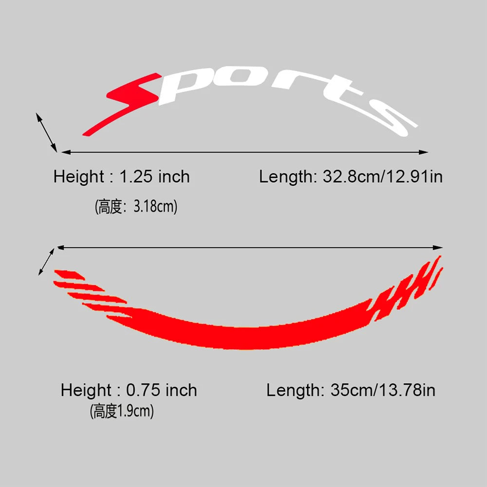 For 4 Tires Sports Tire Wheel Stickers Lettering Permant Decals