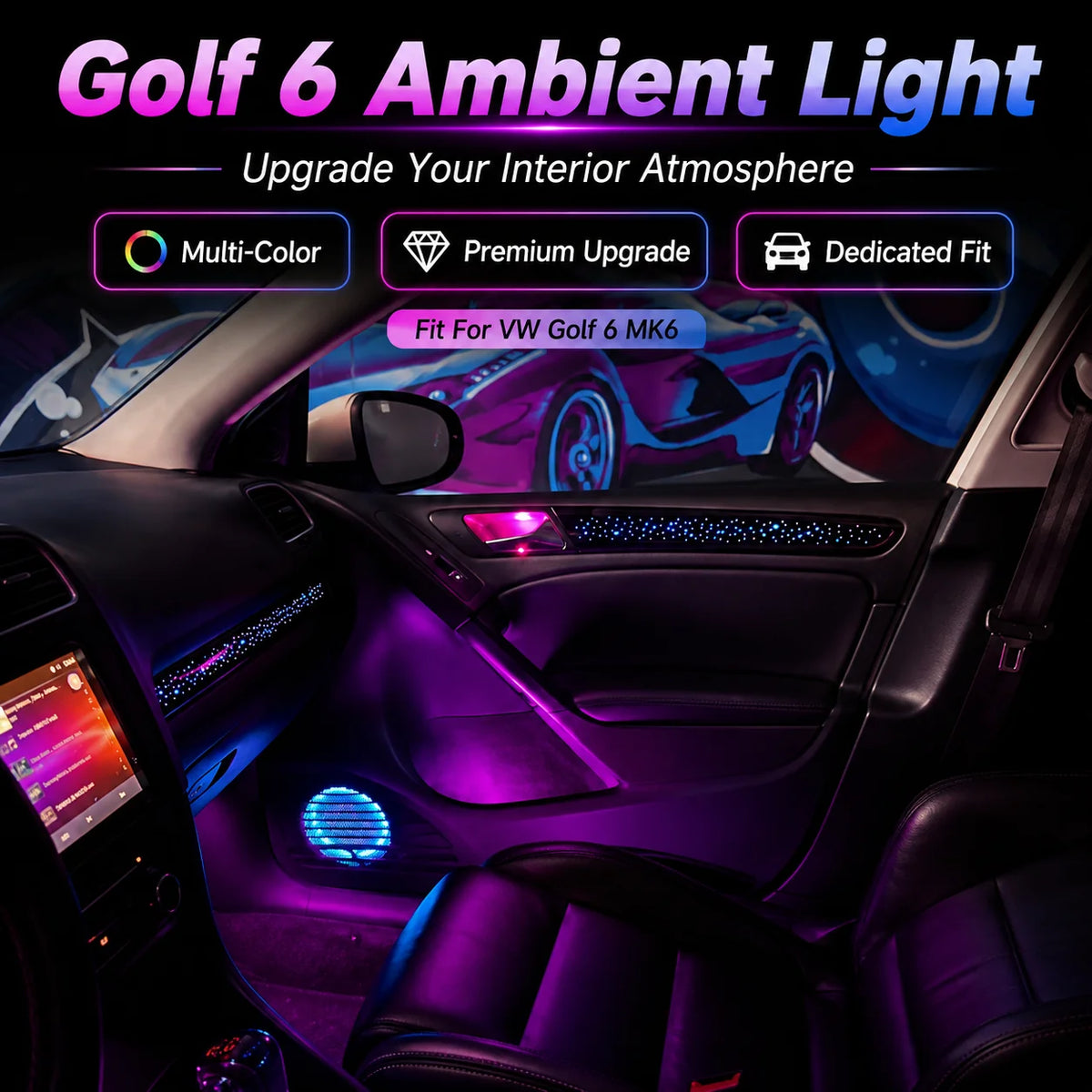For Volkswagen Golf MK6 LED Strip Colors Symphony Interior
