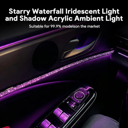 LED Car Starry Sky Waterfall Acrylic Ambient Light RGB Color Changing USB Cigarette Lighter Universal Interior For Most 