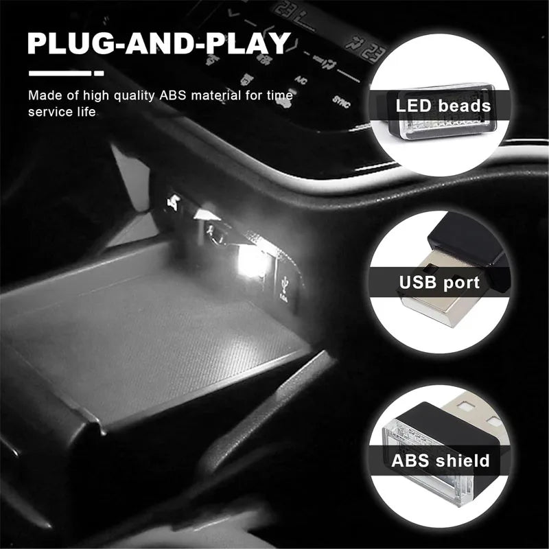 4PCS MINI USB Interior Atmosphere Lamps Emergency Lighting