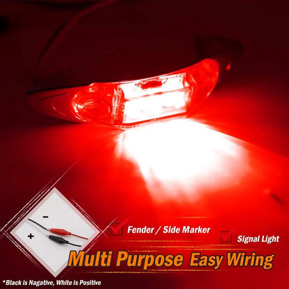 Fuleem 20PCS Red Side Marker Clearance Fish Chrome Van