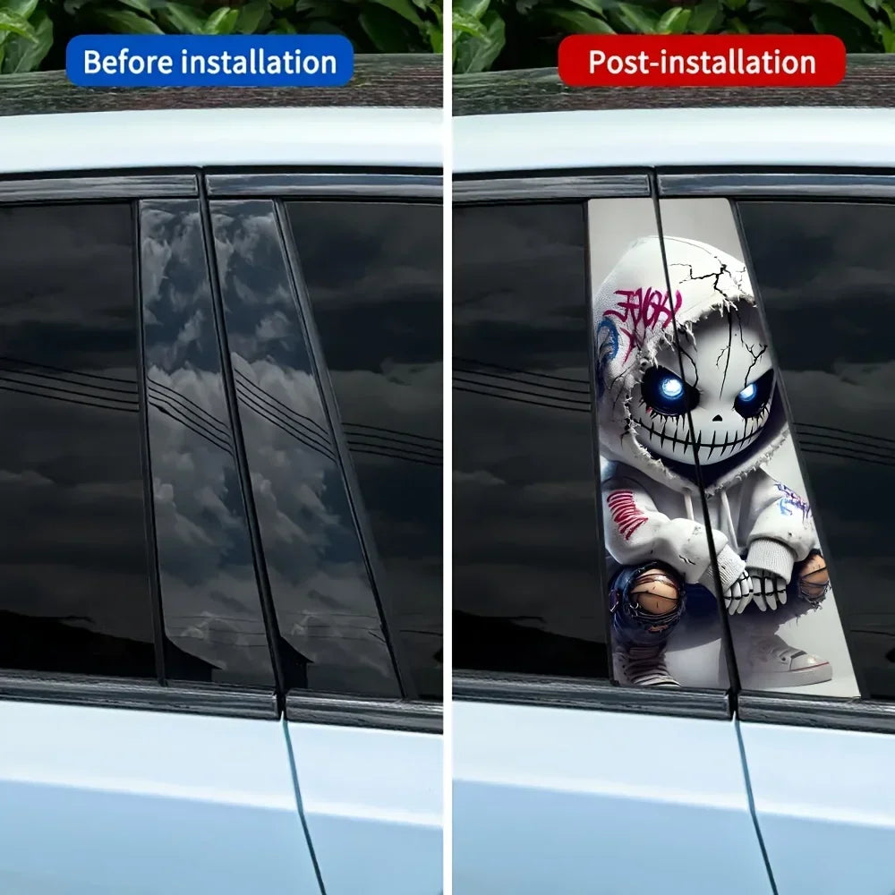2-piece Waterproof sun-resistant b-pillar Sticker Durable Vinyl