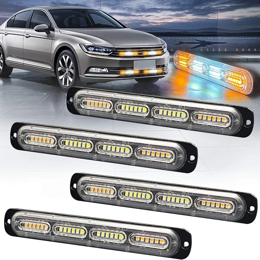 24 Strobe Bar Amber Grille Flash Side Taillight Beacon