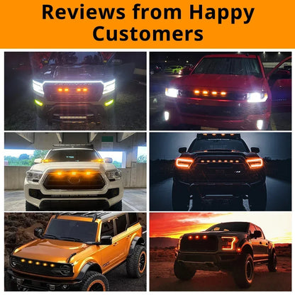 Amber Marker Lamps Front Grille Trucks Suvs Pickup Black