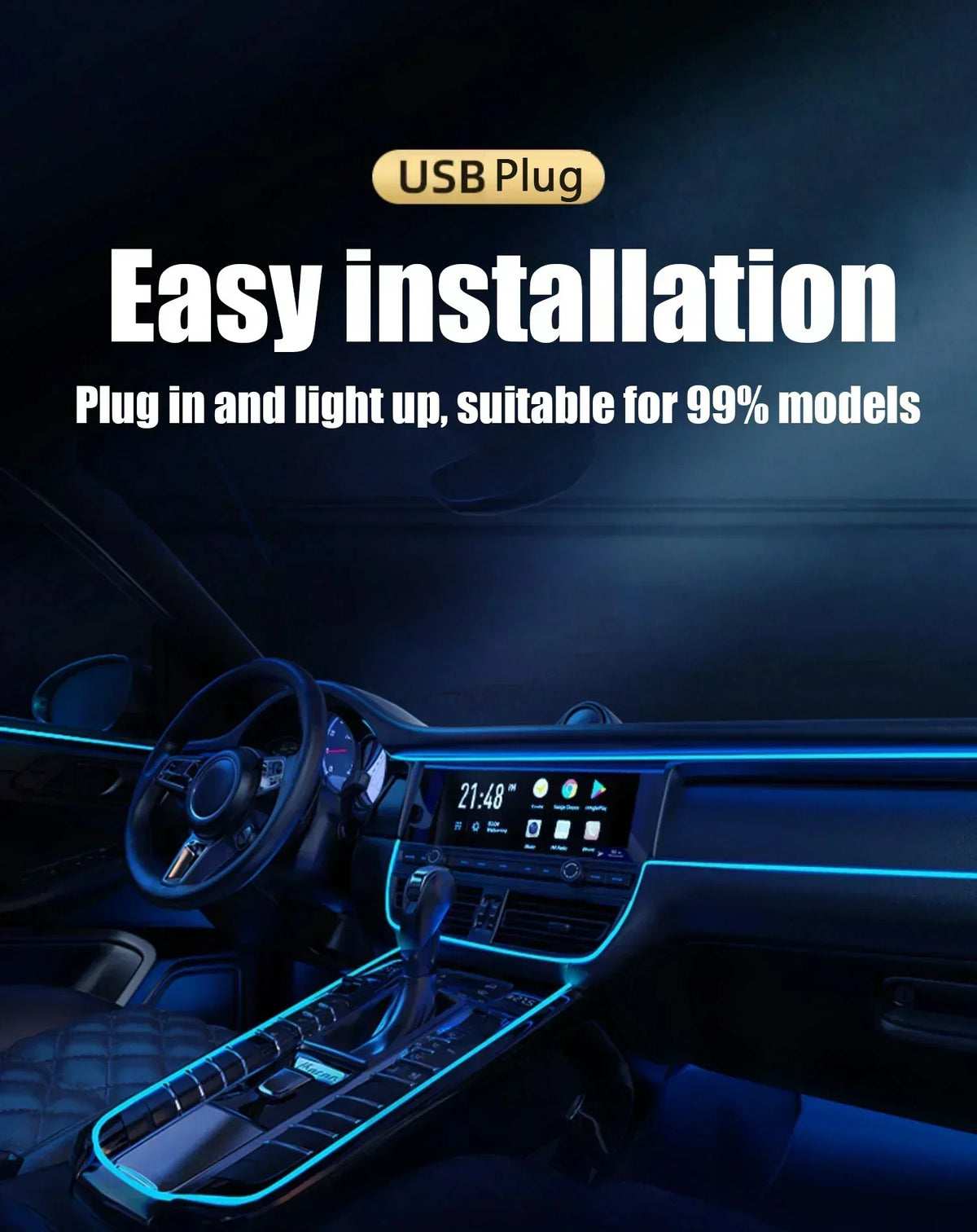 5M Ambient Interior Atmosphere Lighting Strip 5V Flexible El