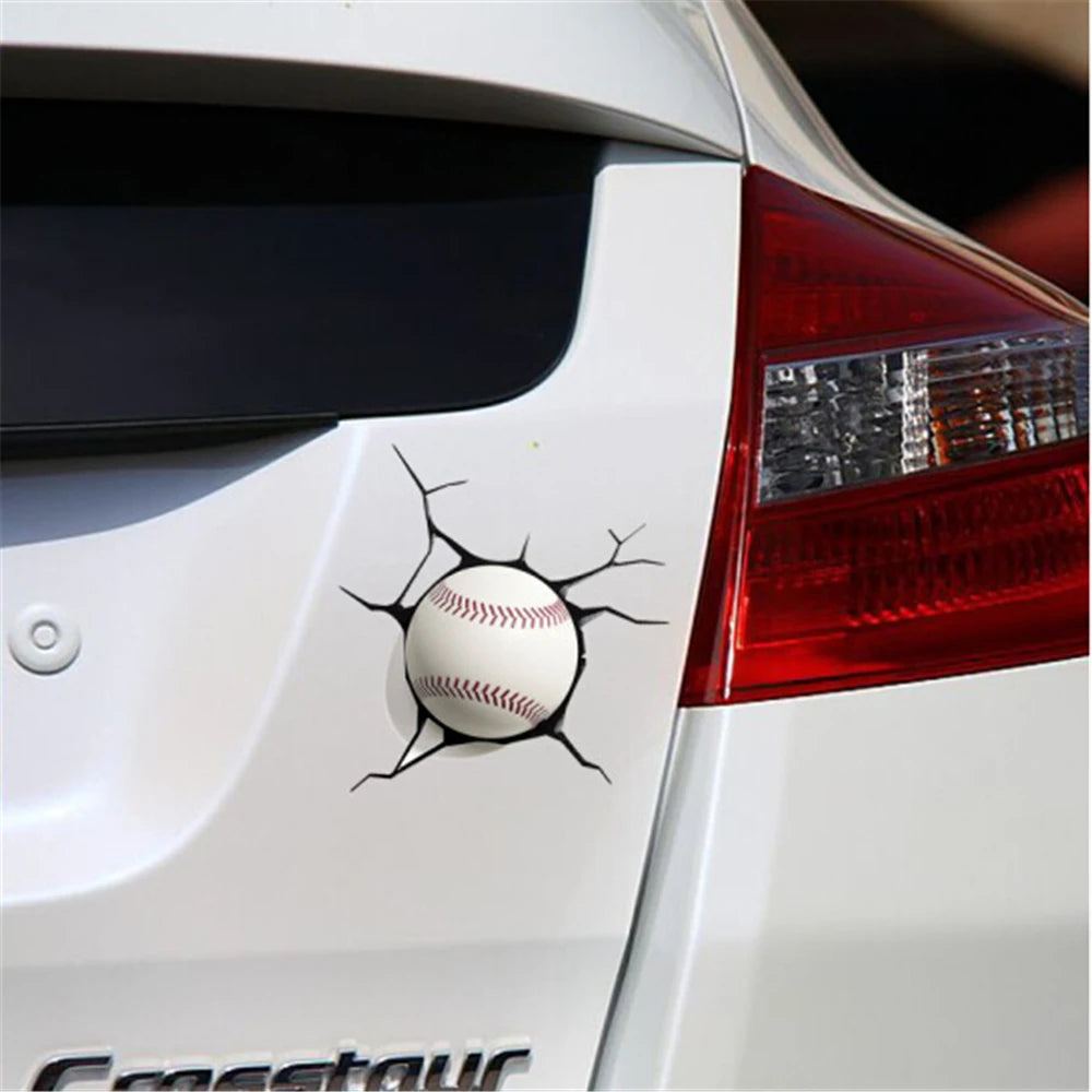 Creative 3D Sticker Baseball Hit Window Cars Waterproof Decal