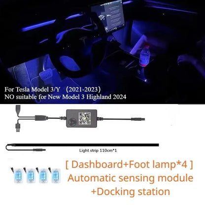 For Tesla Model 3 Y Instrument Panel Ambient Wireless Charging