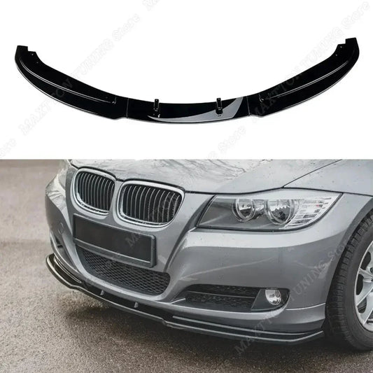 For BMW 3 Series E90 E91 3PCS Gloss Black Maxton Front Splitter