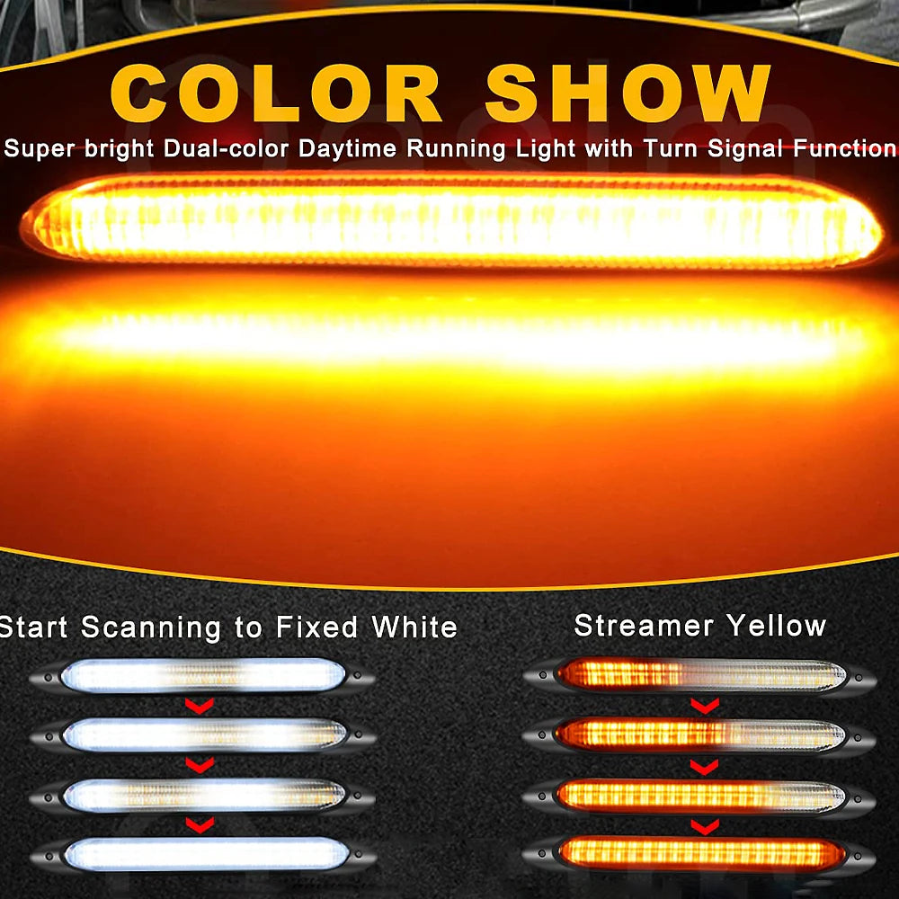 2PCS Daytime Running Waterproof 12V Headlight Turn Singal Yellow