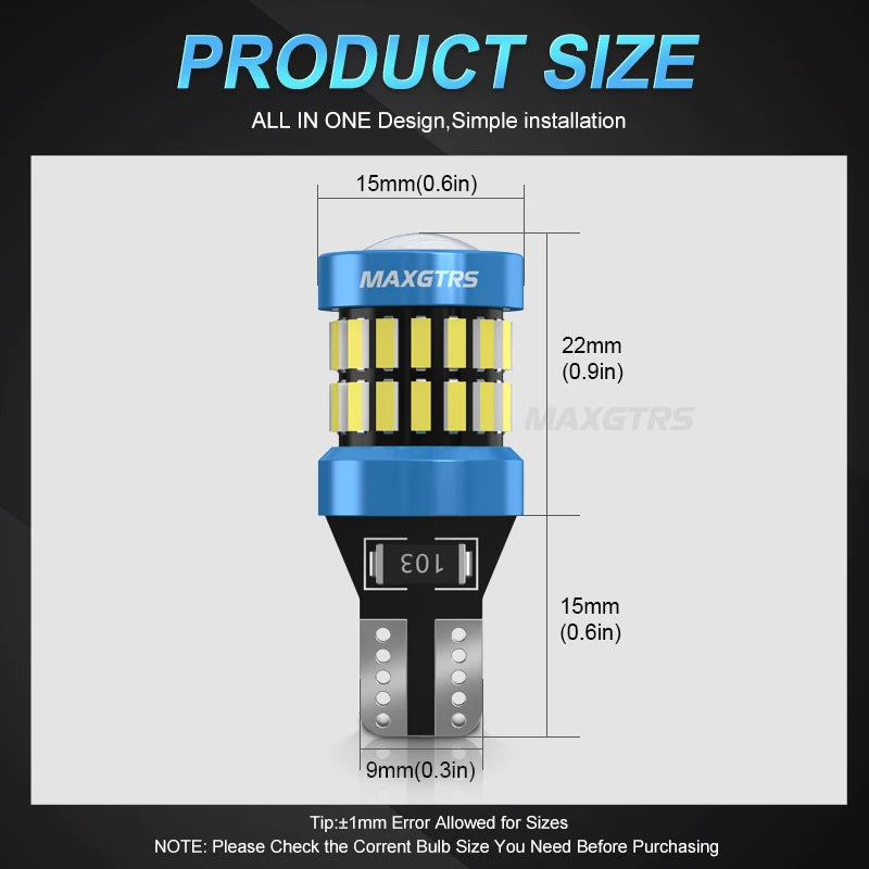 2PCS 1400LM Super Bright T15 W16W No Error 4014