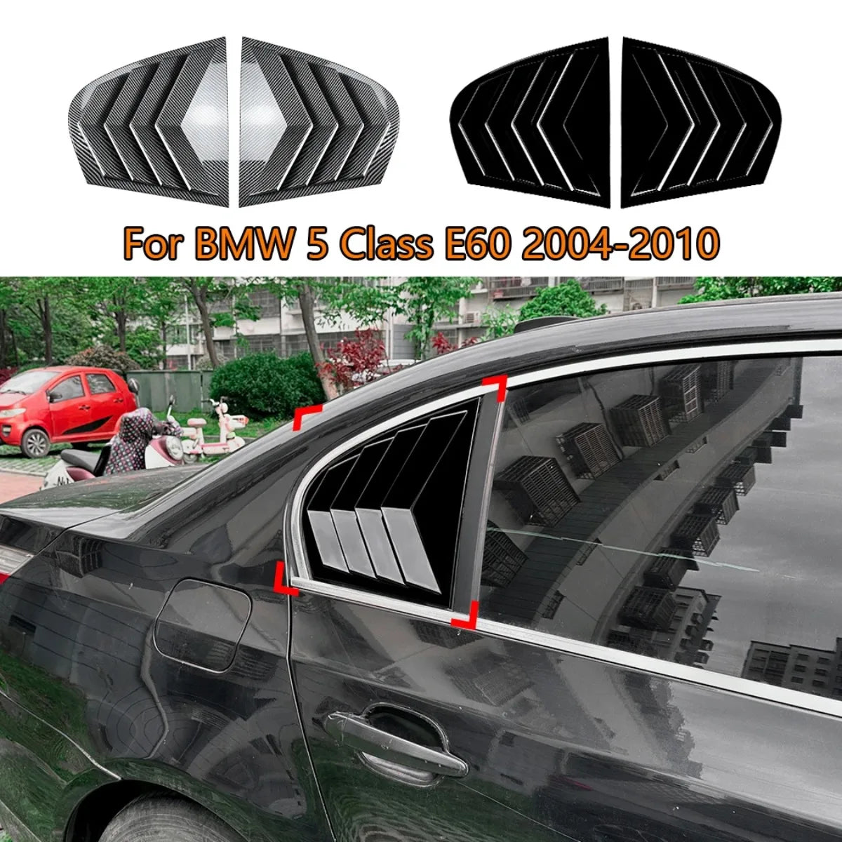 For BMW 5 Series E60 2004-2010 Pair Rear Side Window Louver