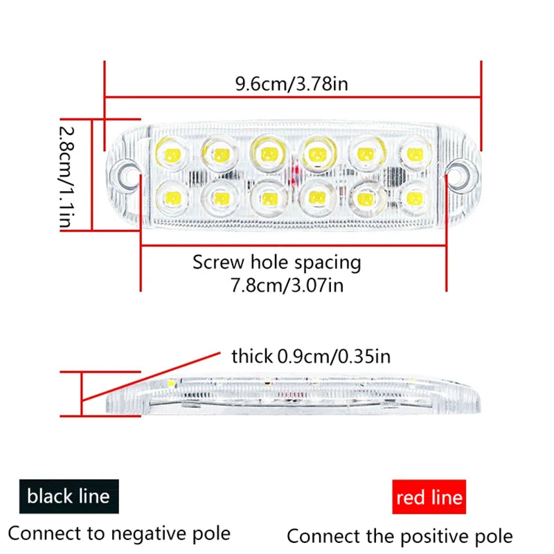 12 Strobe Side Warning Grille Flashing Lightbar Truck Signal