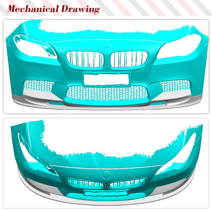 For BMW 5 Series F10 M5 Carbon Fiber Front Bumper Lip Spoiler