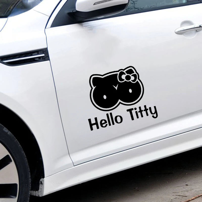 Funny Hello Titty Neko Sticker Creative Automobile Motorcycle