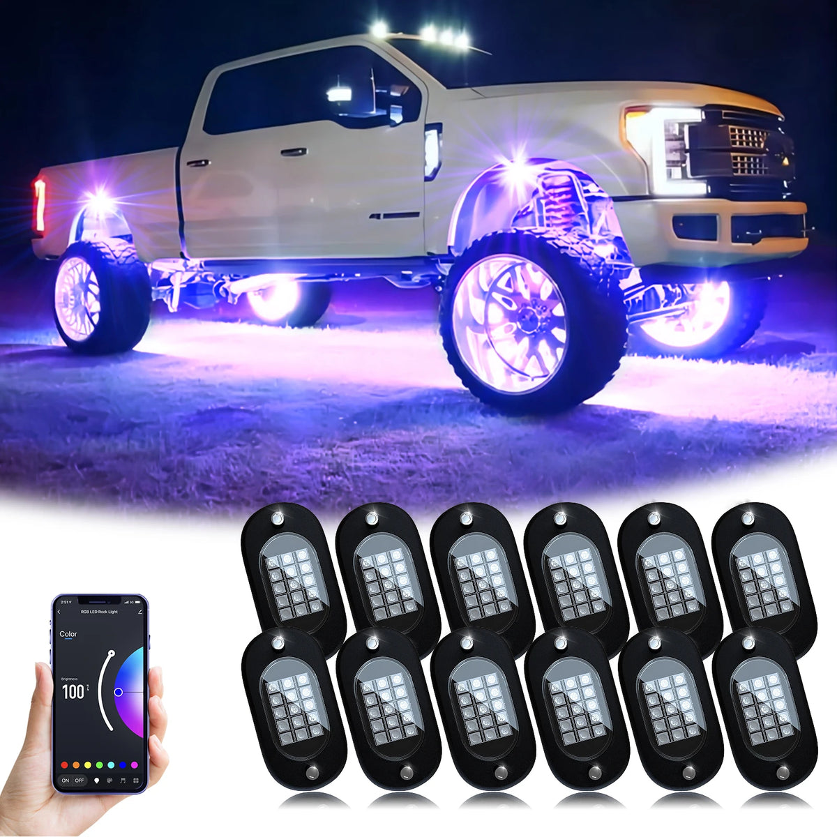 For Pickup high-end RGB Rock APP Bright Multilcolor Waterproof