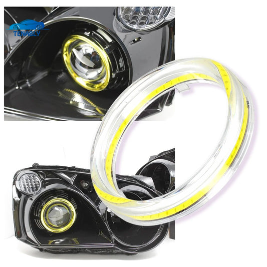2PCS Cob Angel Eye White Motorcycle Headlight Circle Ring