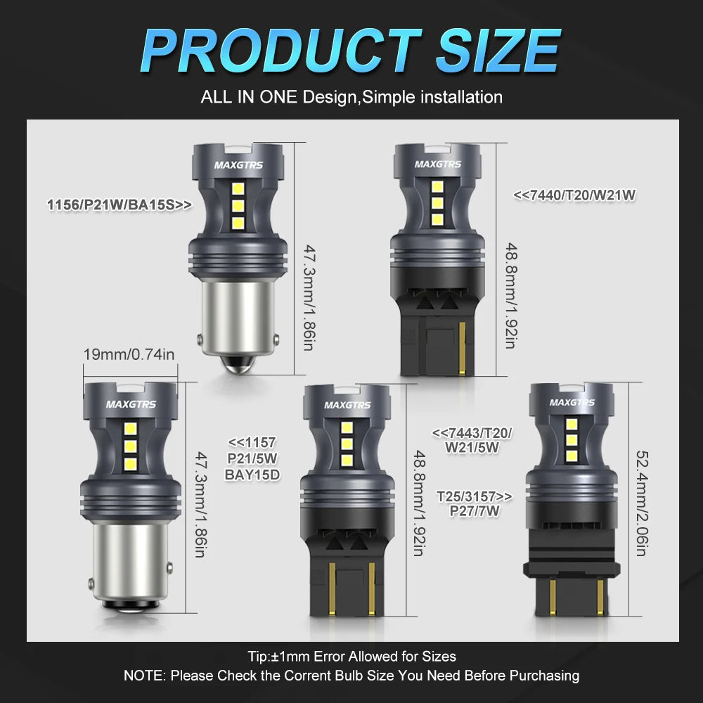 2PCS P21W ba15s 1156 7506 bay15d 1157 P21 5W