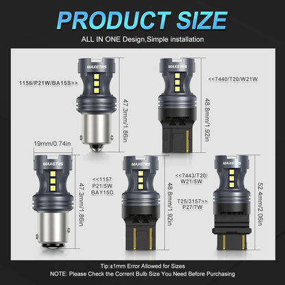 2PCS P21W ba15s 1156 7506 bay15d 1157 P21 5W