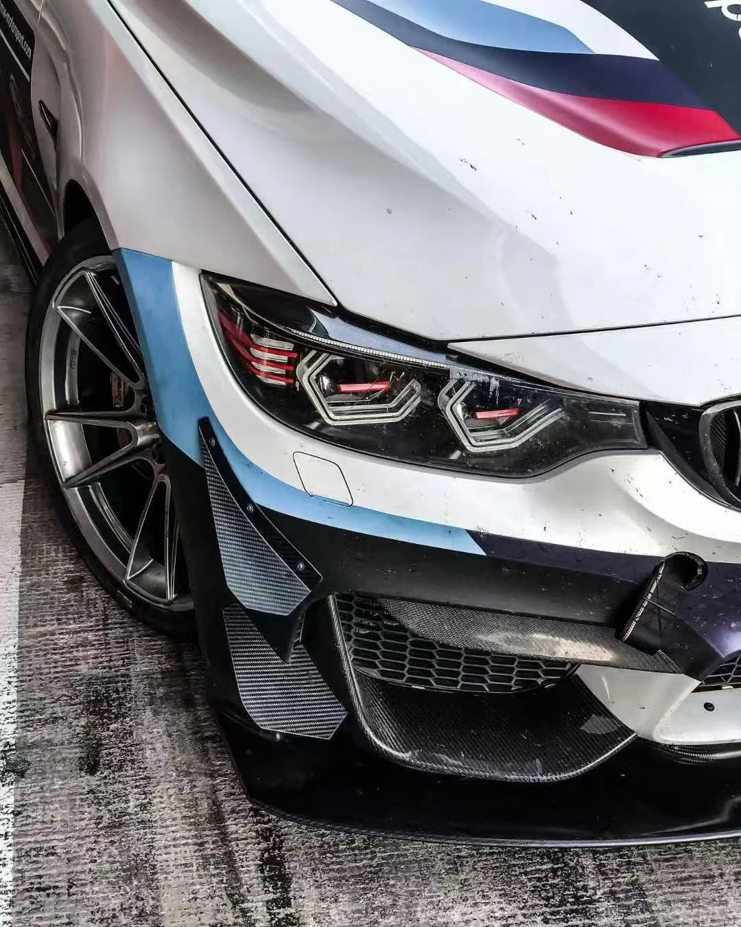 For BMW F82 M4 2015-2020 Carbon Fiber Front Bumper Side Canards