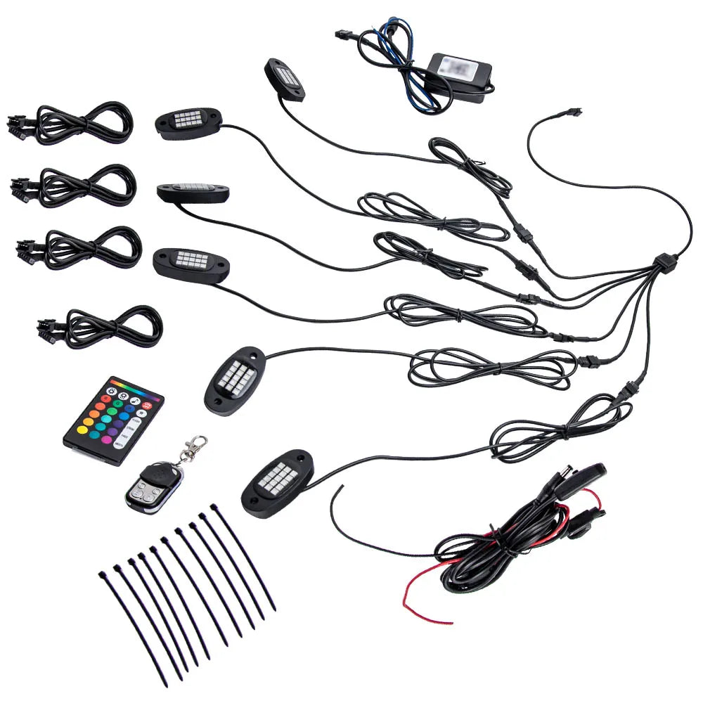For Pickup ATV RGB Rock Pods APP Control SUV Truck X6 6PCS