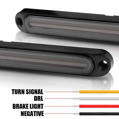 For Pickup Smoked Rear Bumper Tail Bar 12V Sequential Turn Signal