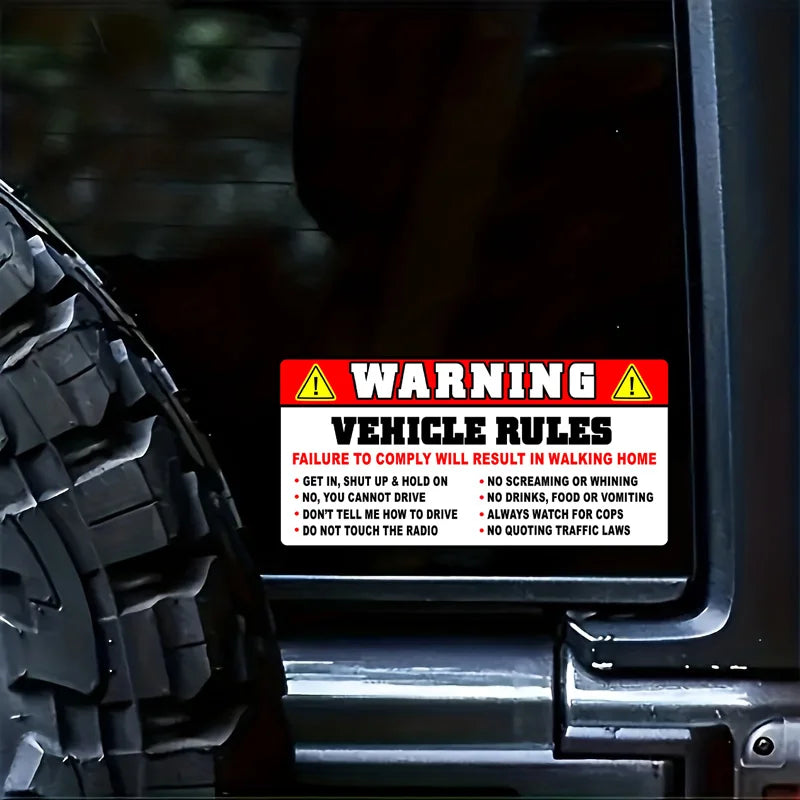 For Auto Funny Safety Warning Rules Sticker Decal Adhesive Vinyl