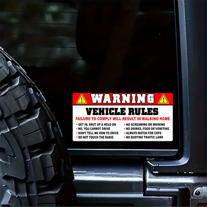 For Auto Funny Safety Warning Rules Sticker Decal Adhesive Vinyl