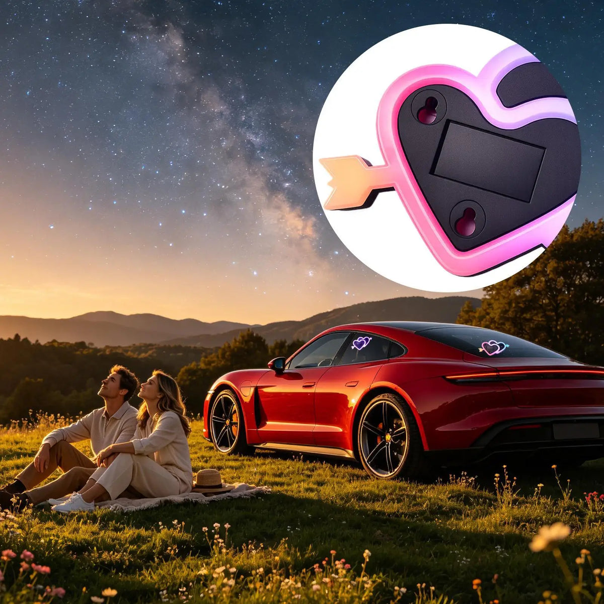Ambient Lighting Rechargeable Heart Suction Cup Neon Decor Rv